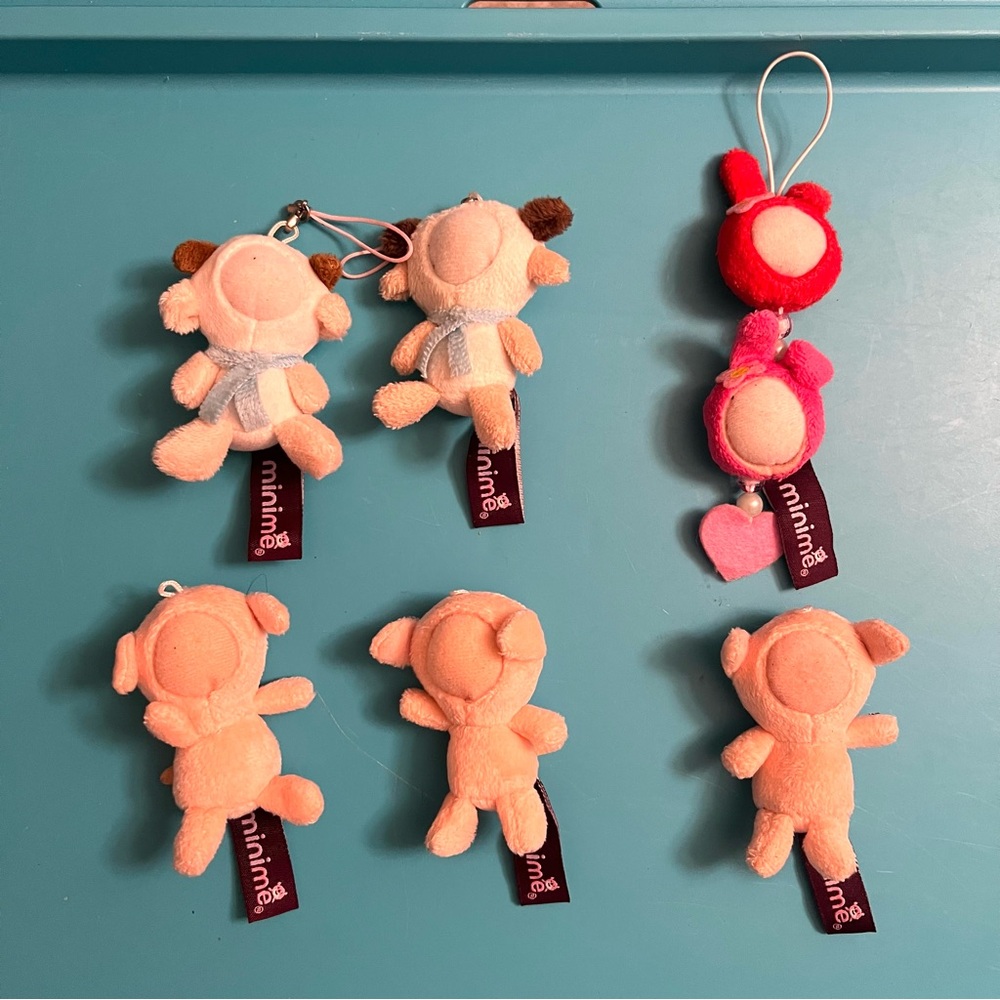 Minime Plush Keychain Bag Charm Bundle – 6 Pieces